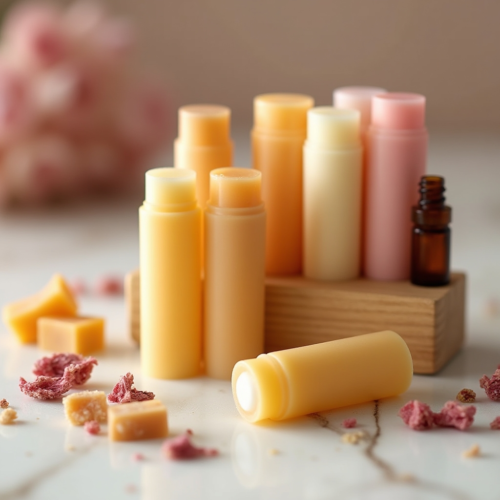 Balsamo labbra artigianale appena preparato con ingredienti naturali